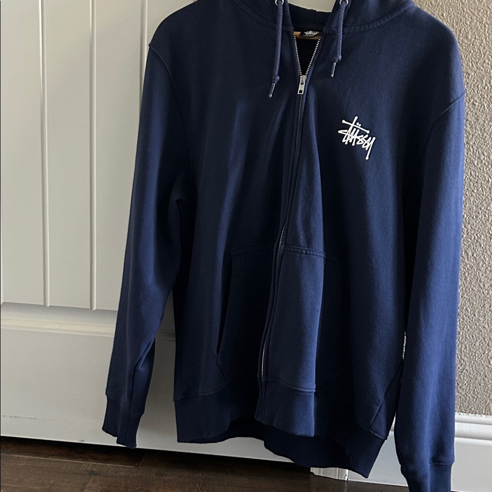 Stussy Men's Dark Blue Zip-Up Sweater - Picture 4 of 9